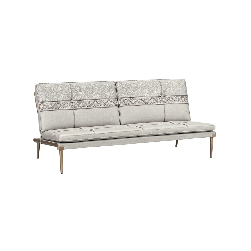 **Sofa rozkładany z ozdobnym przeszyciem, szary, styl skandynawski**