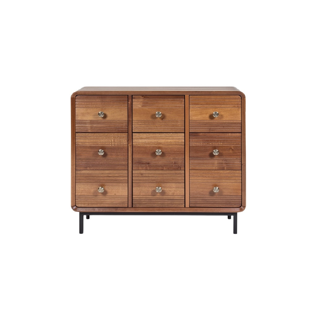 **Tekstura drewna i nowoczesny design: Komoda z dziewięcioma szufladami**
